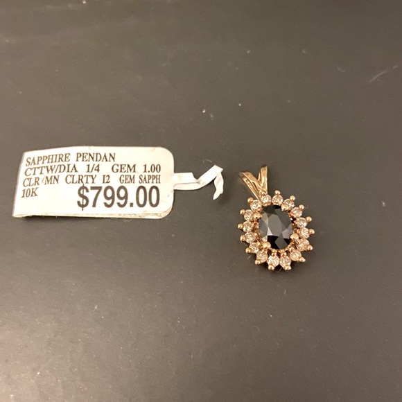 Sapphire pendant with diamonds - Picture 2 of 2